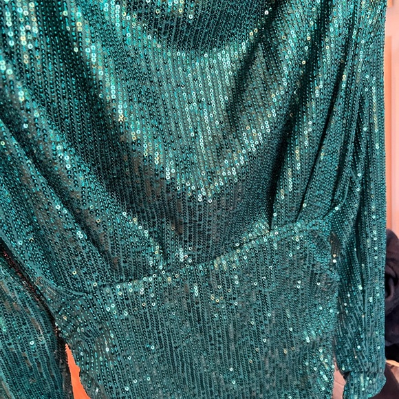 Hunter Green Sexy Sequin Cocktail Dress by Pretty Little Thing SZ 4 - Picture 4 of 7